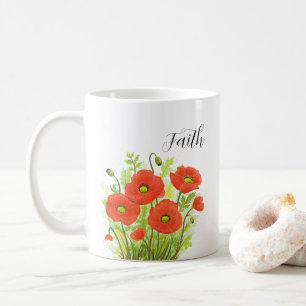 Caneca De Café Cristão Religioso Papagaio Vermelho Watercolor Flo