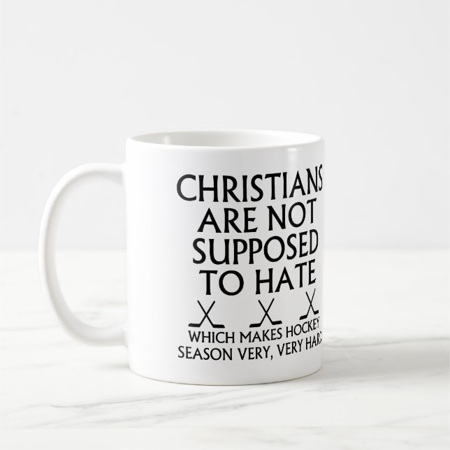 Caneca De Café Cristãos Não Devem Odiar Hóquei (Esquerda)
