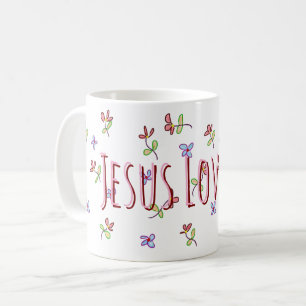 Caneca De Café Cristianismo Jesus Me Ama Feminino Floral