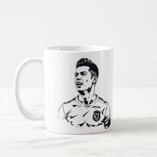 Caneca De Café Cristiano Ronaldo Sketch Art Mug - Preto e Branco