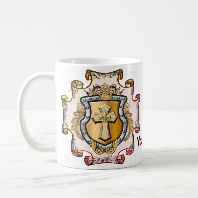 Caneca De Café Cristos Cruz Escudo Sobrenome (Esquerda)