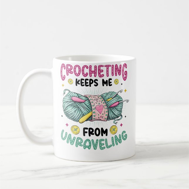 Caneca De Café Crochê Me Impede de Desfazer Tricô Crochê (Esquerda)