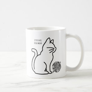 Caneca De Café Crochet Cat, Mãe, Arte
