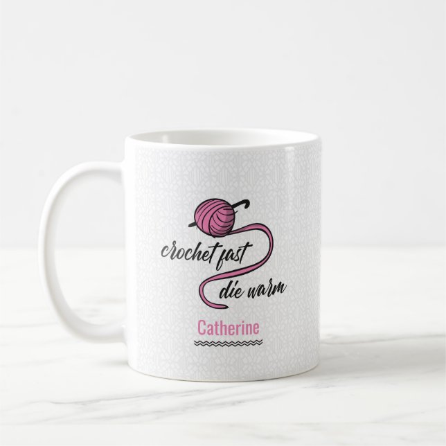 Caneca De Café Crochet Rosa Rápido, Morre Quente (Esquerda)
