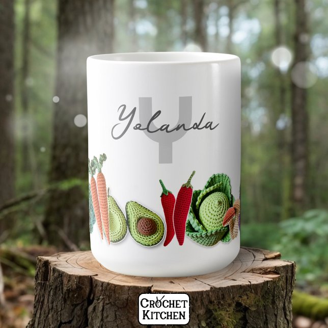 Caneca De Café Crochet Vegetable Sticker Coloração Nome (Criador carregado)