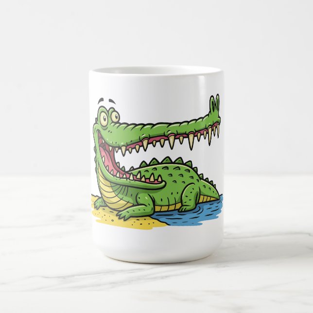 Caneca De Café Crocodilo de Cartoon Engraçado com Sorriso Grande (Centro)