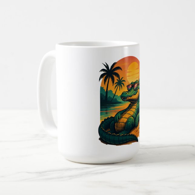 Caneca De Café Crocodilo de Verão sem fim - Retro (Frente Esquerda)