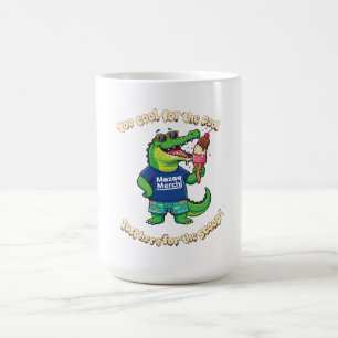 Caneca De Café Crocodilo Engraçado Comendo Sorvete Cartoon de Ver