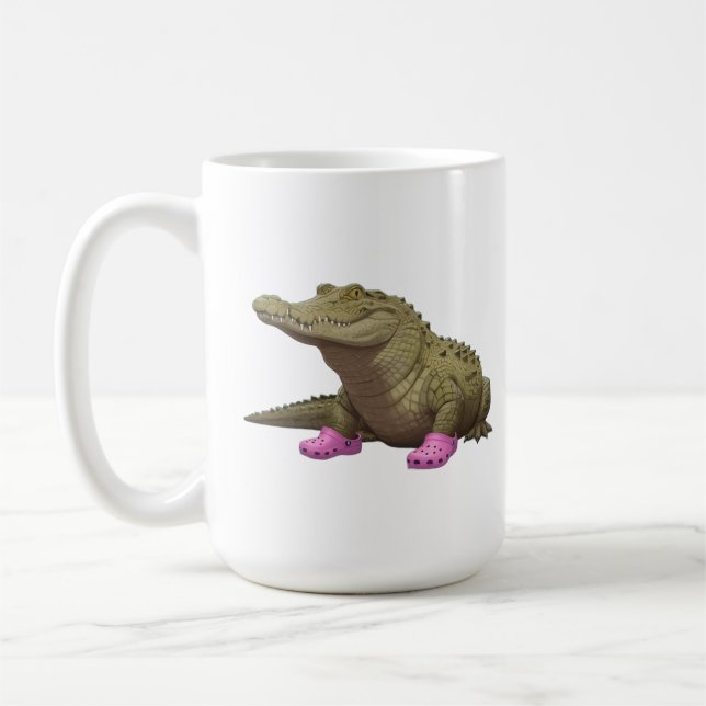 Caneca De Café Crocodilo usando sapatos de crocodilo (Esquerda)