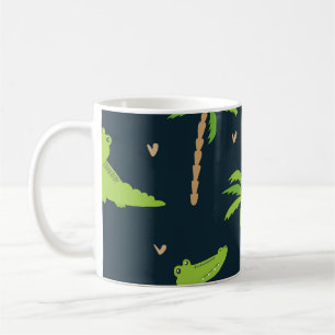 Caneca De Café Crocodilos de Cartoons: Padrão de Palmas de Alliga