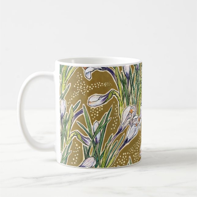 Caneca De Café Crocos, padrão floral, lindas flores de primavera (Esquerda)