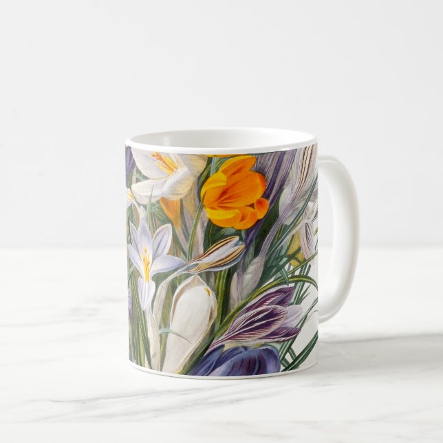 Caneca De Café Crocus Primavera Fllower Arte Botânica (Frente Esquerda)