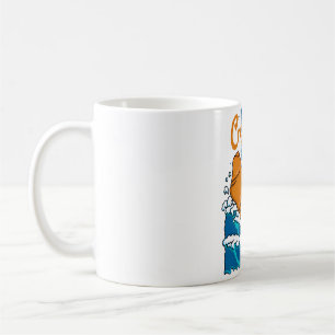 Caneca De Café Croissant e Cat na Onda