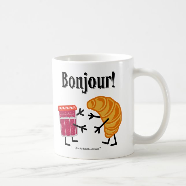 Caneca De Café Croissant e doce - Bonjour! (Direita)