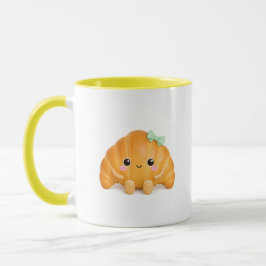 Caneca de Café Croissant Kawaii Fofa
