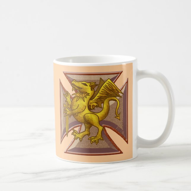 Caneca De Café Cross Dragon Maltês (Direita)