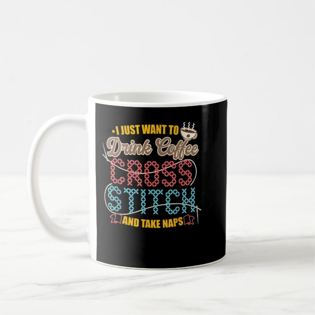 Caneca De Café Cross Stitch Café Caffeine Drinker (Esquerda)