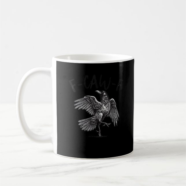 Caneca De Café Crow, F-Caw-F Funny Bird Retro Graphic (Esquerda)