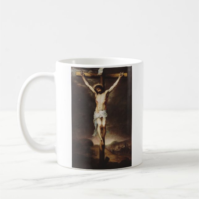 Caneca De Café Crucificação por Bartolome Esteban Murillo (Esquerda)