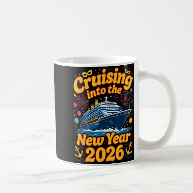 Caneca De Café Cruise Into The New Year 2026 Crew Squad Family Ma (Direita)