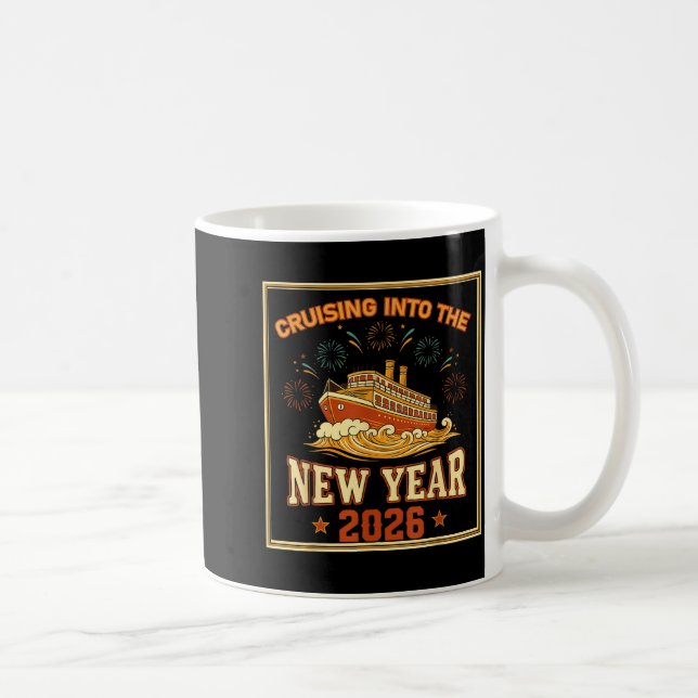 Caneca De Café Cruising Into The New Year 2026 Voyage Fireworks  (Direita)