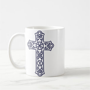 Caneca De Café Cruz Alta Céltica Azul