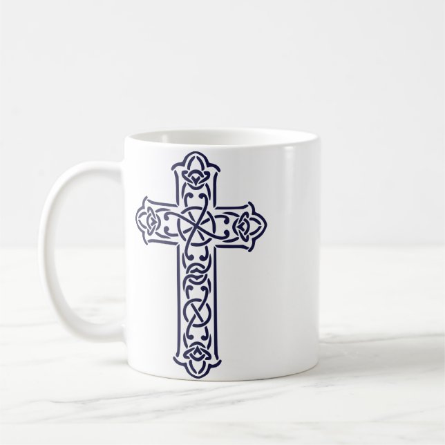 Caneca De Café Cruz Alta Céltica Azul (Esquerda)