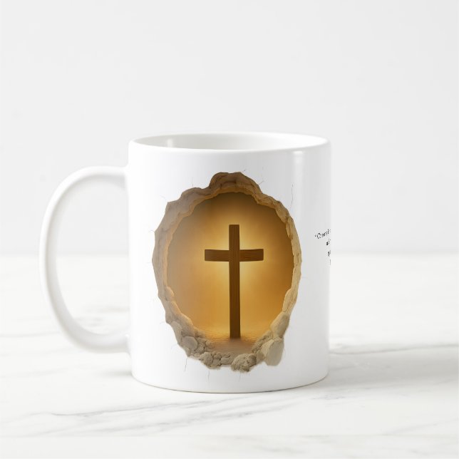 Caneca De Café Cruz Cristã 3D  (Esquerda)