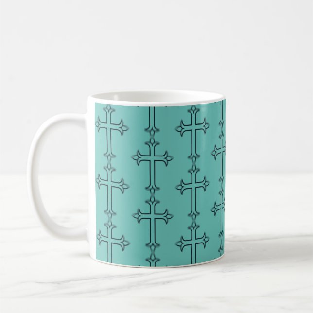 Caneca De Café Cruz Cristã Clássica Arte Minimalista Fina (Esquerda)