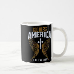 Caneca De Café Cruz Cristã Deus Abençoe a América & Asa de Anjo