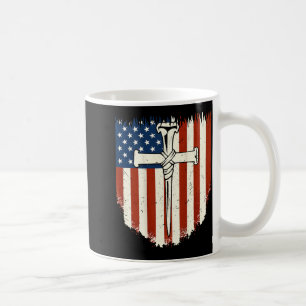 Caneca De Café Cruz da Bandeira Americana 3 Prego Dom Patriótico
