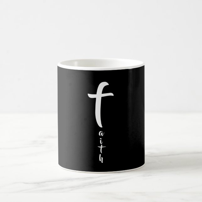 Caneca De Café Cruz da Fé Tipografia Preto e Branco Simples (Centro)