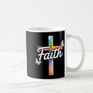 Caneca De Café Cruz de Aith Com Borboletas Cristã