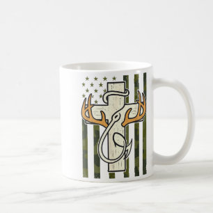 Caneca De Café Cruz de Antílope Gancho de Pesca Camo Bandeira Cri