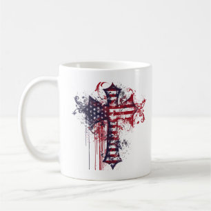Caneca De Café Cruz de bandeira americana