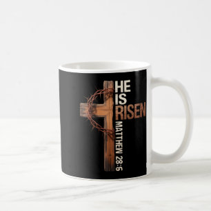 Caneca De Café Cruz de Páscoa ele ressuscitou Jesus cristão homen