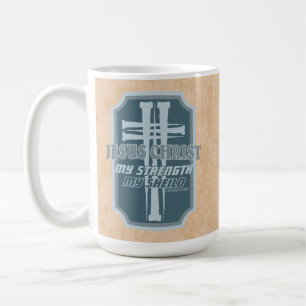 Caneca De Café Cruz de Pregos no Salmo do Escudo 28:7 Design Bíbl