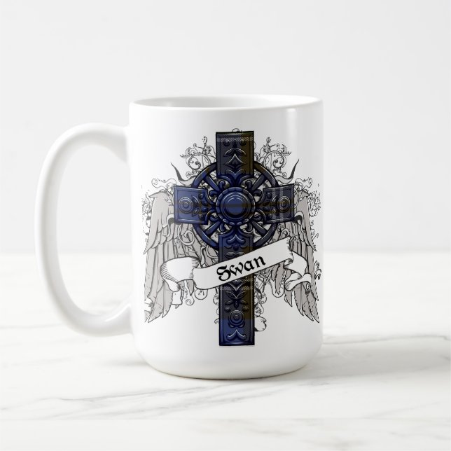 Caneca De Café Cruz de Tartan Swan (Esquerda)