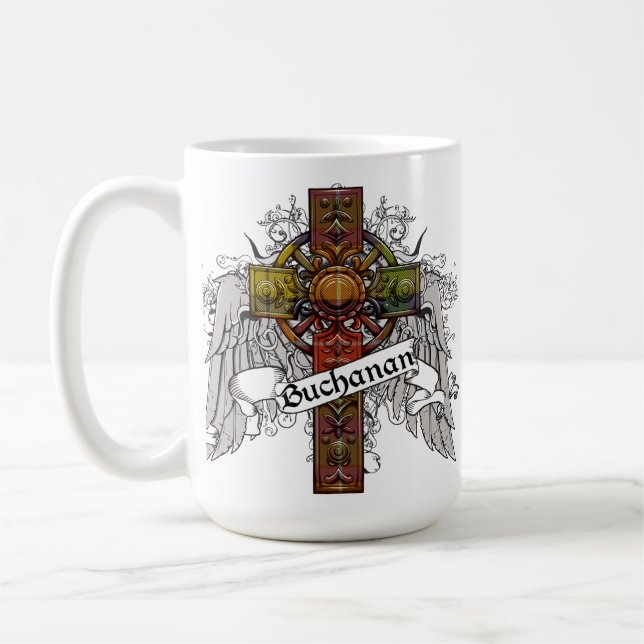 Caneca De Café Cruz do Tartan de Buchanan (Esquerda)