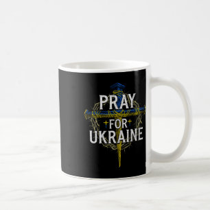 Caneca De Café Cruz Reze Por Ucrânia Apoio Cristão à Ucrânia (