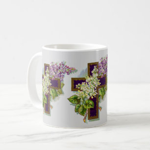 Caneca De Café Cruz Roxa E Flores