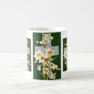 Caneca De Café Cruz Santa e flores
