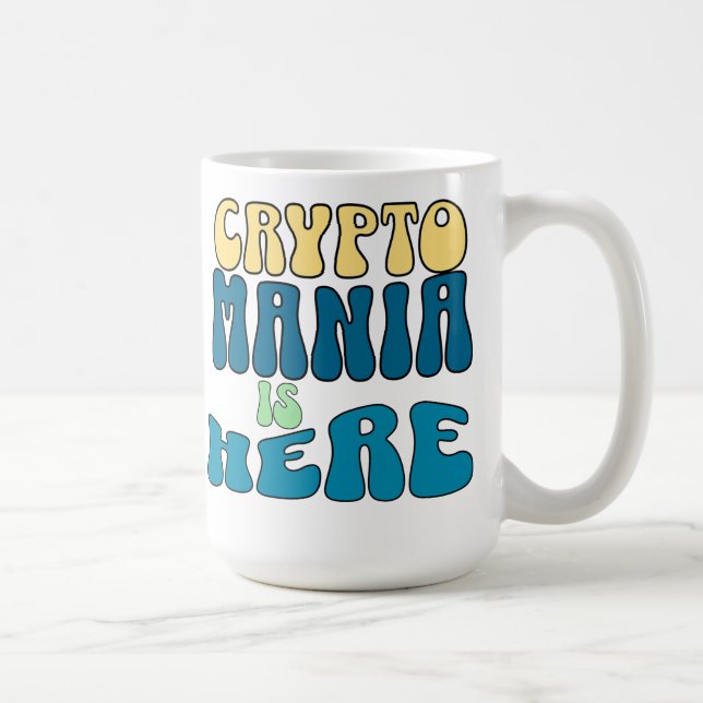 Caneca De Café Crypto Mania Retro Blue Mug (Direita)