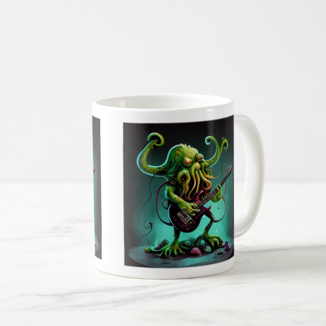 Caneca De Café Cthulhu Rock 'n Roll Classic Mug, 11 oz (Frente Esquerda)