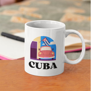 Caneca De Café Cuba Ilha Minimalista Vintage Retro Viagem 