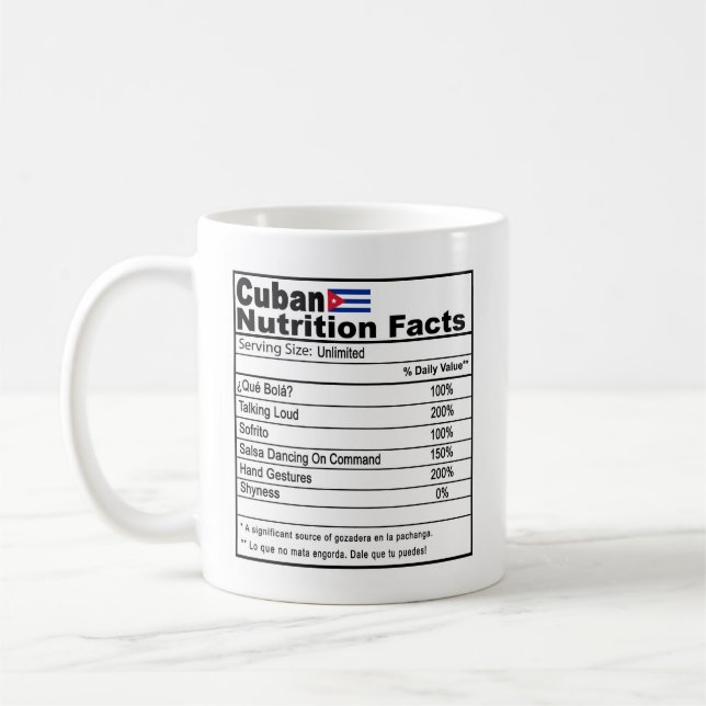 Caneca De Café Cubana Engraçada Fato de Nutrição Café (Esquerda)