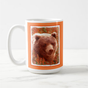 Caneca De Café Cubo de Urso Grizzly em Arte de Vida Selvagem de P