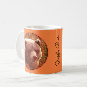 Caneca De Café Cubo de Urso Grizzly em Arte de Vida Selvagem de P
