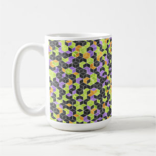 CANECA DE CAFÉ CUBOS DE MEIO DE COR VERDE DE LARANJA NEGRA