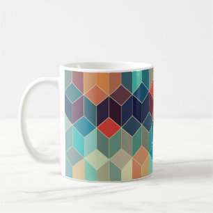 Caneca De Café Cubos geométricos do hipster: fundo do mosaico ret